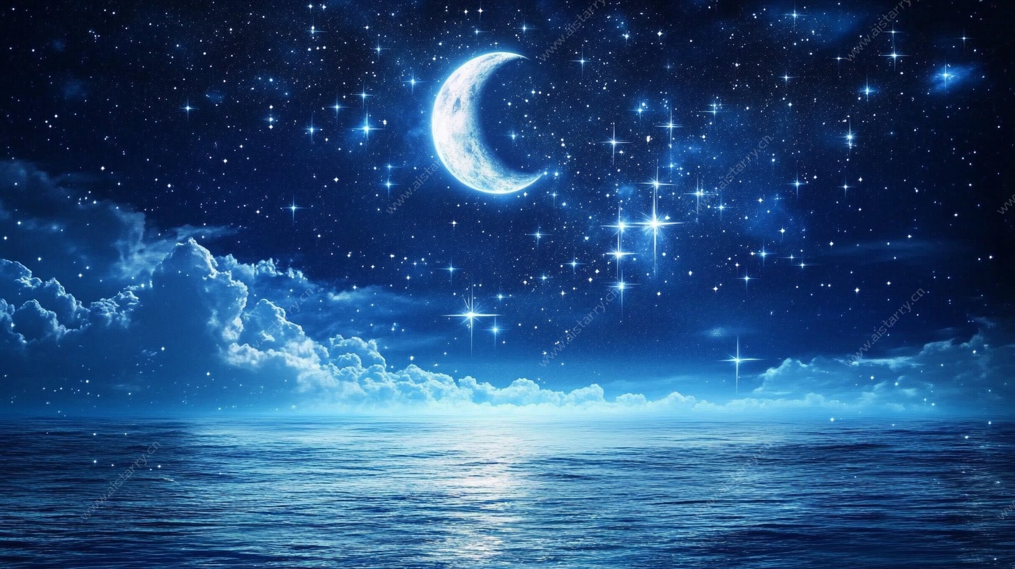 梦幻月夜海景图