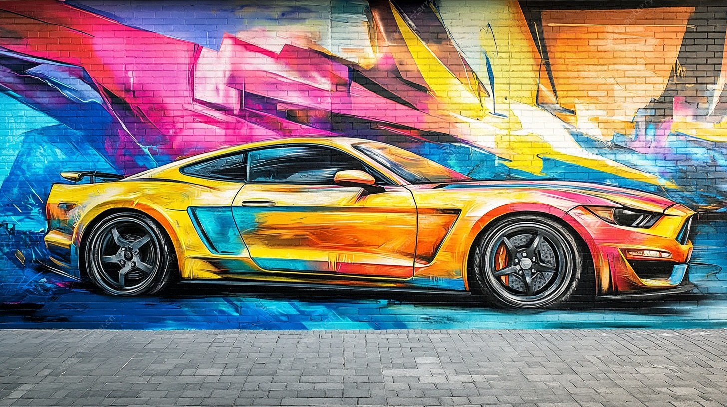炫彩跑车与街头涂鸦艺术