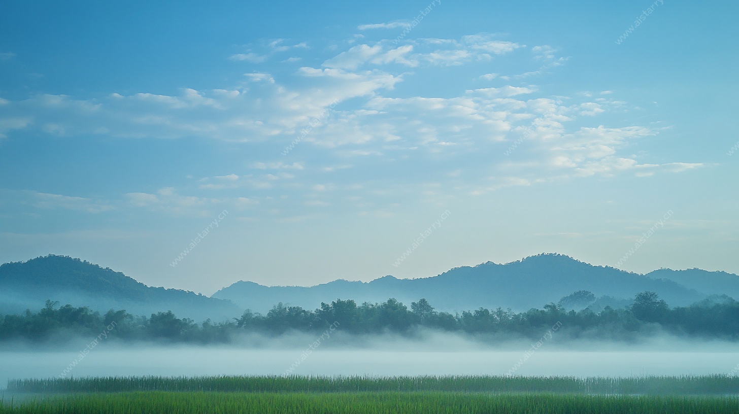 晨雾中的山林美景