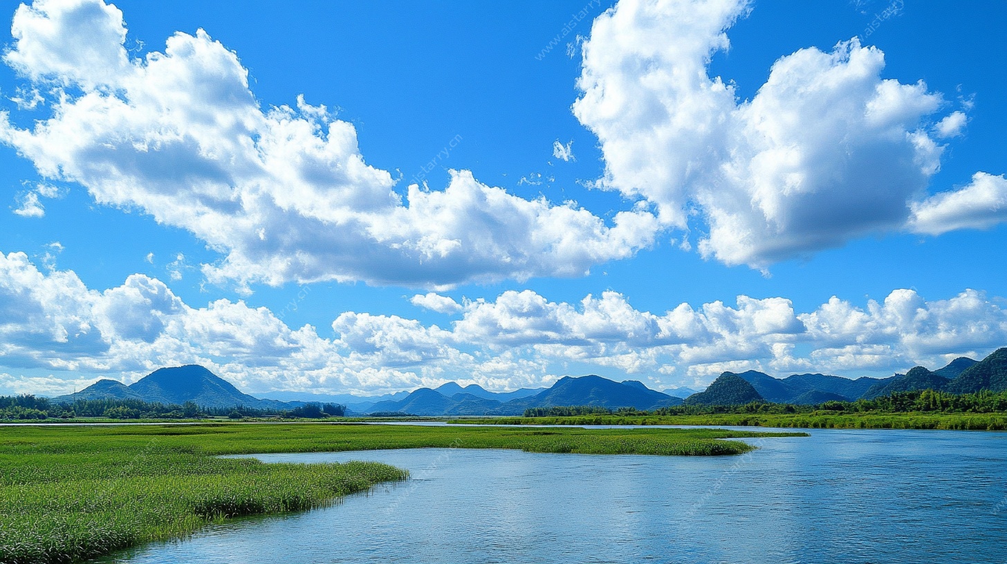 蓝天碧水间的美丽风光