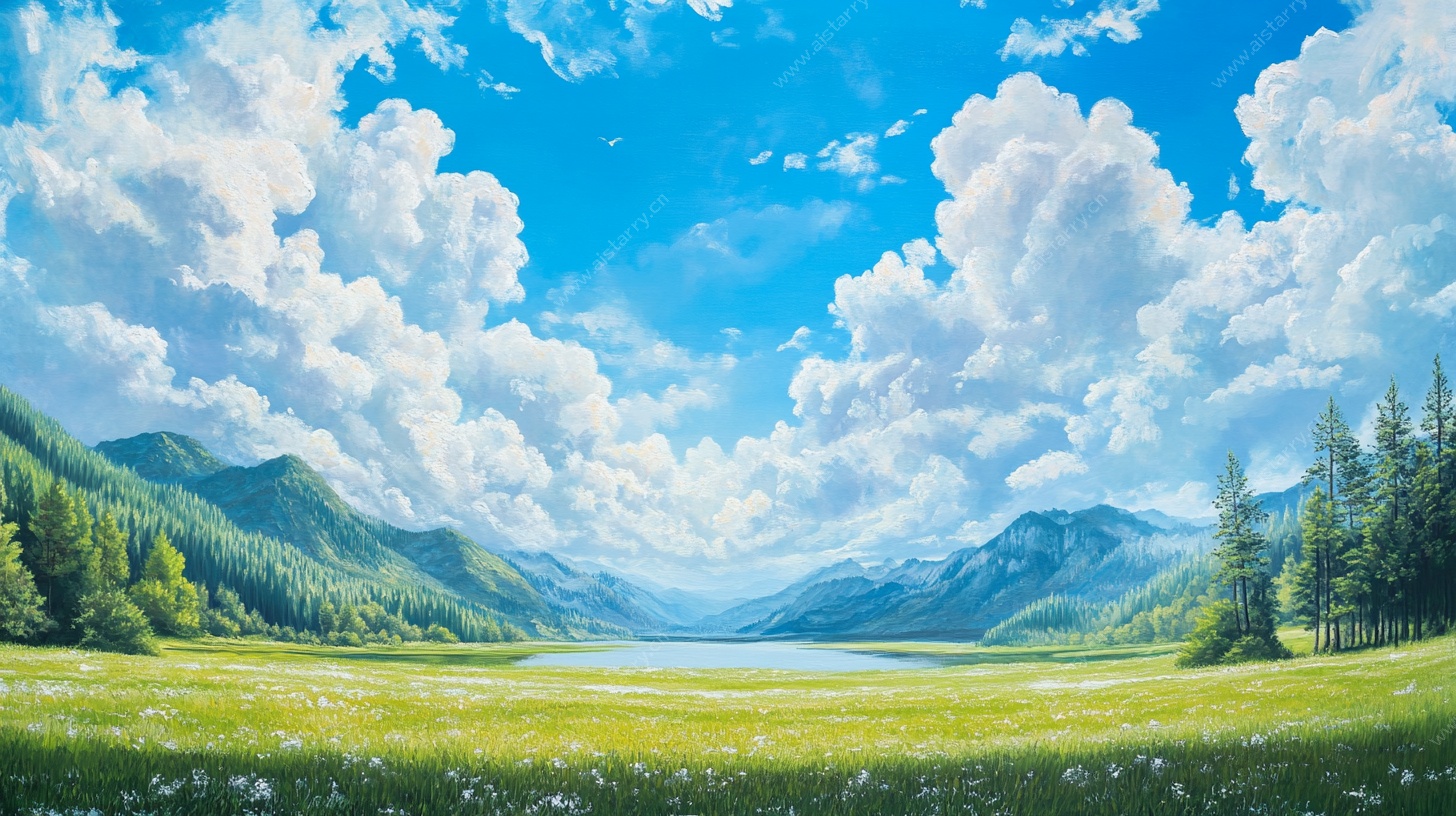 梦幻草原山水风光图