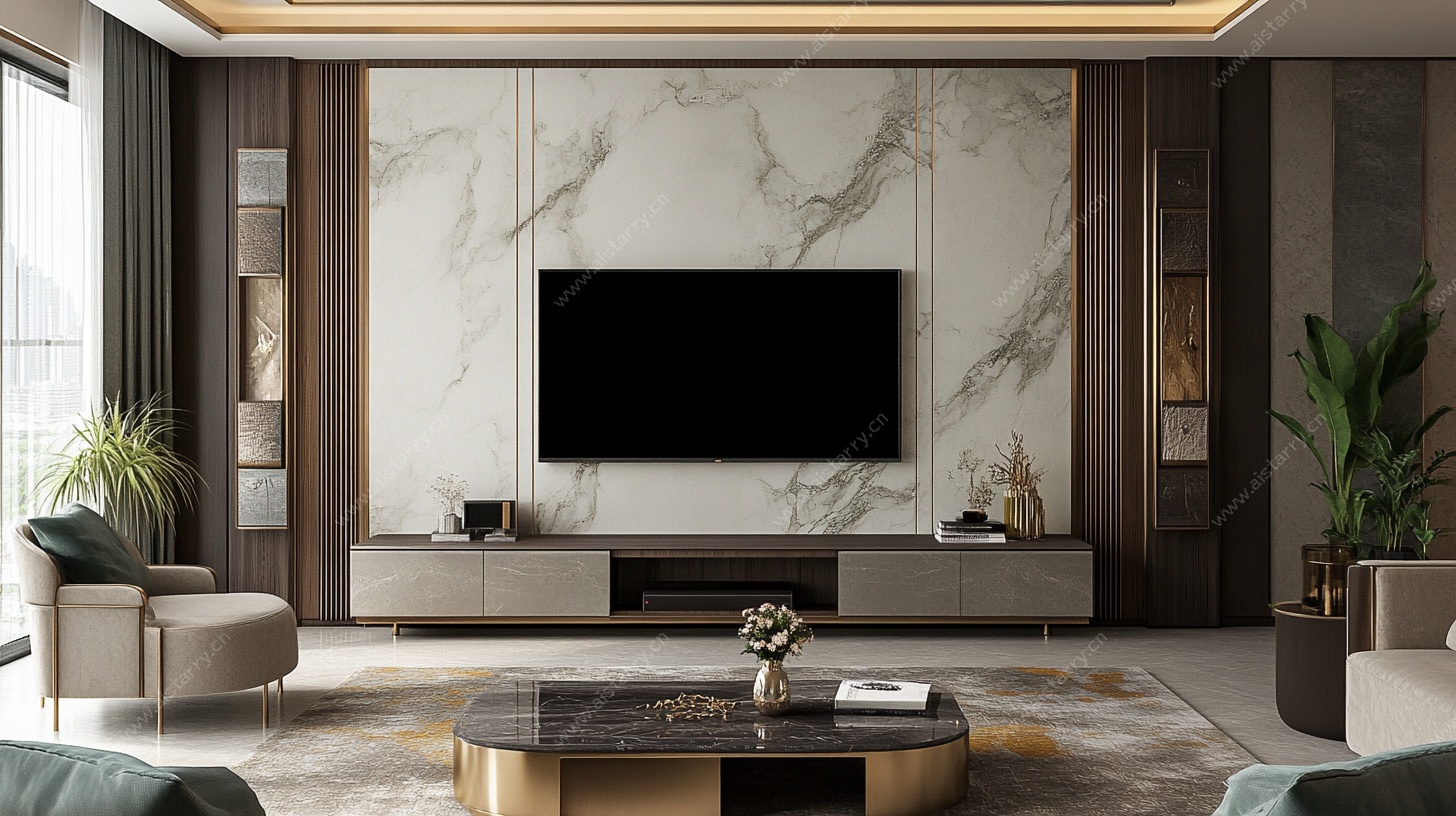 现代轻奢风客厅电视背景墙