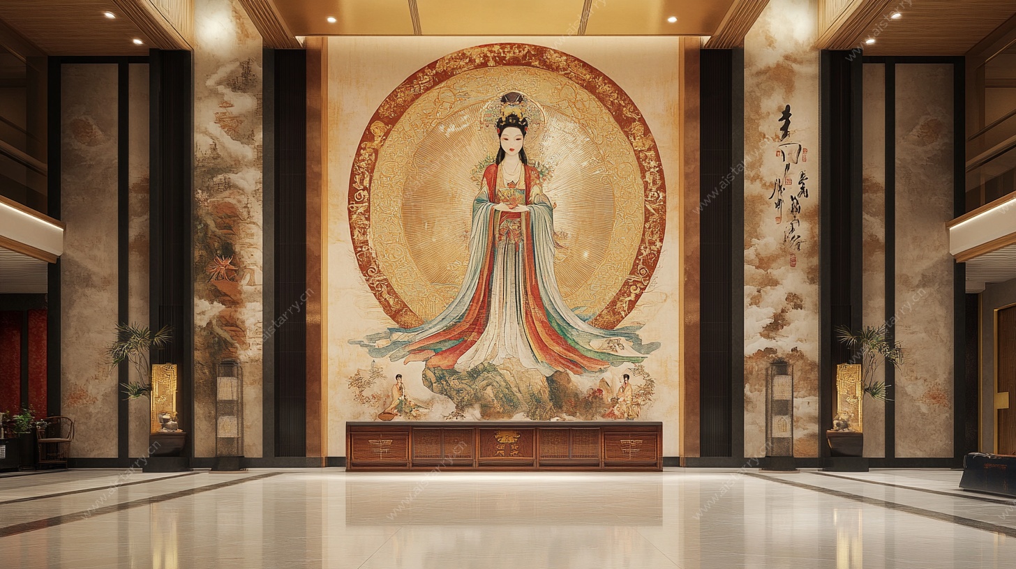 大厅中式壁画装饰图