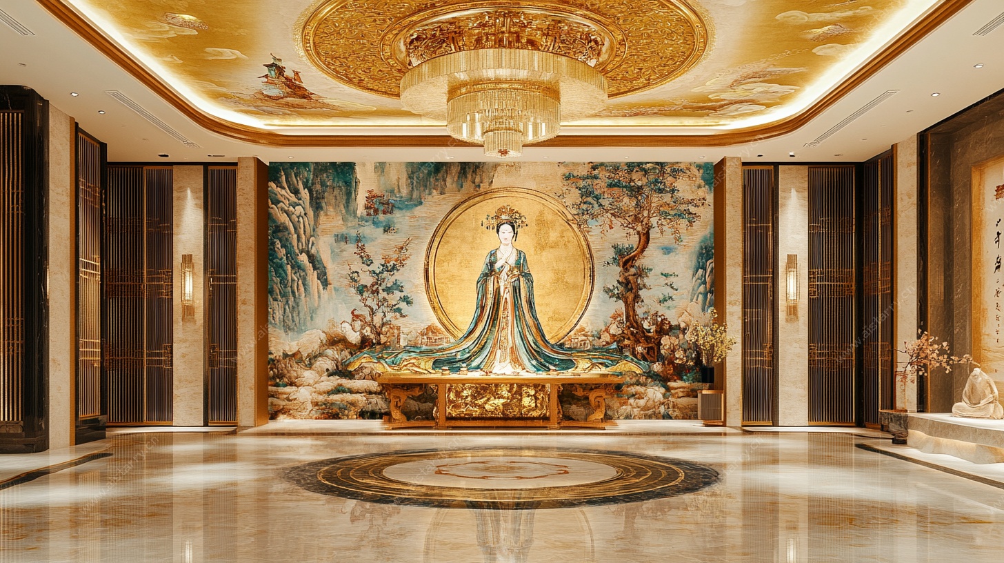 中式佛堂大厅精美装饰图