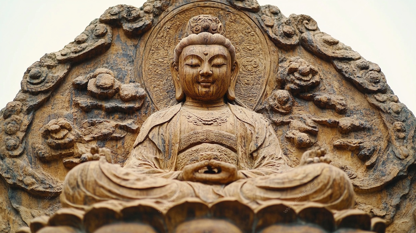 木雕佛像细节特写