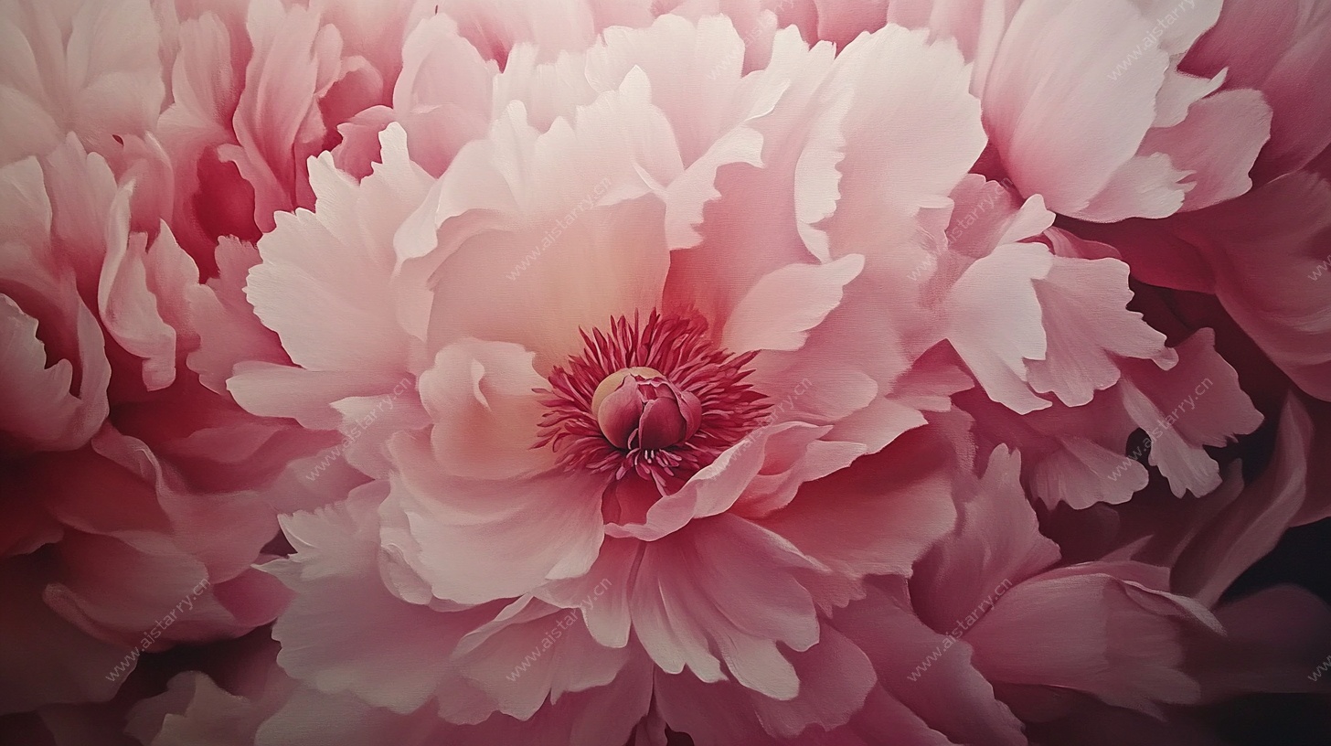 梦幻粉色牡丹花特写