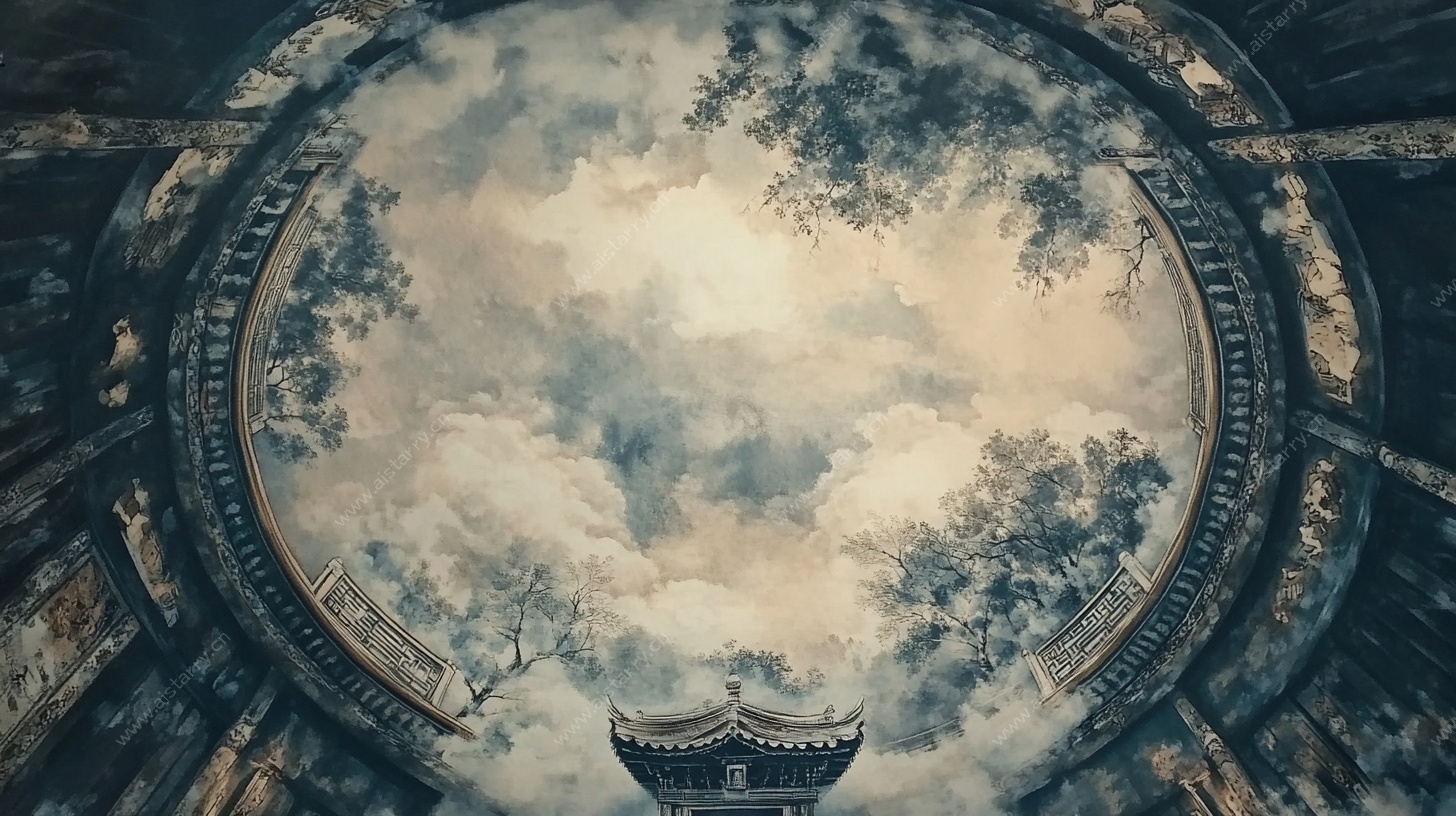 仰望中式古建穹顶之景