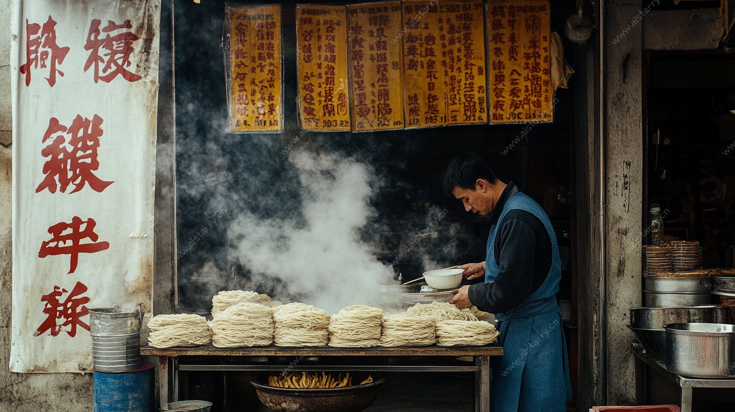街头烧饼摊 热气腾腾