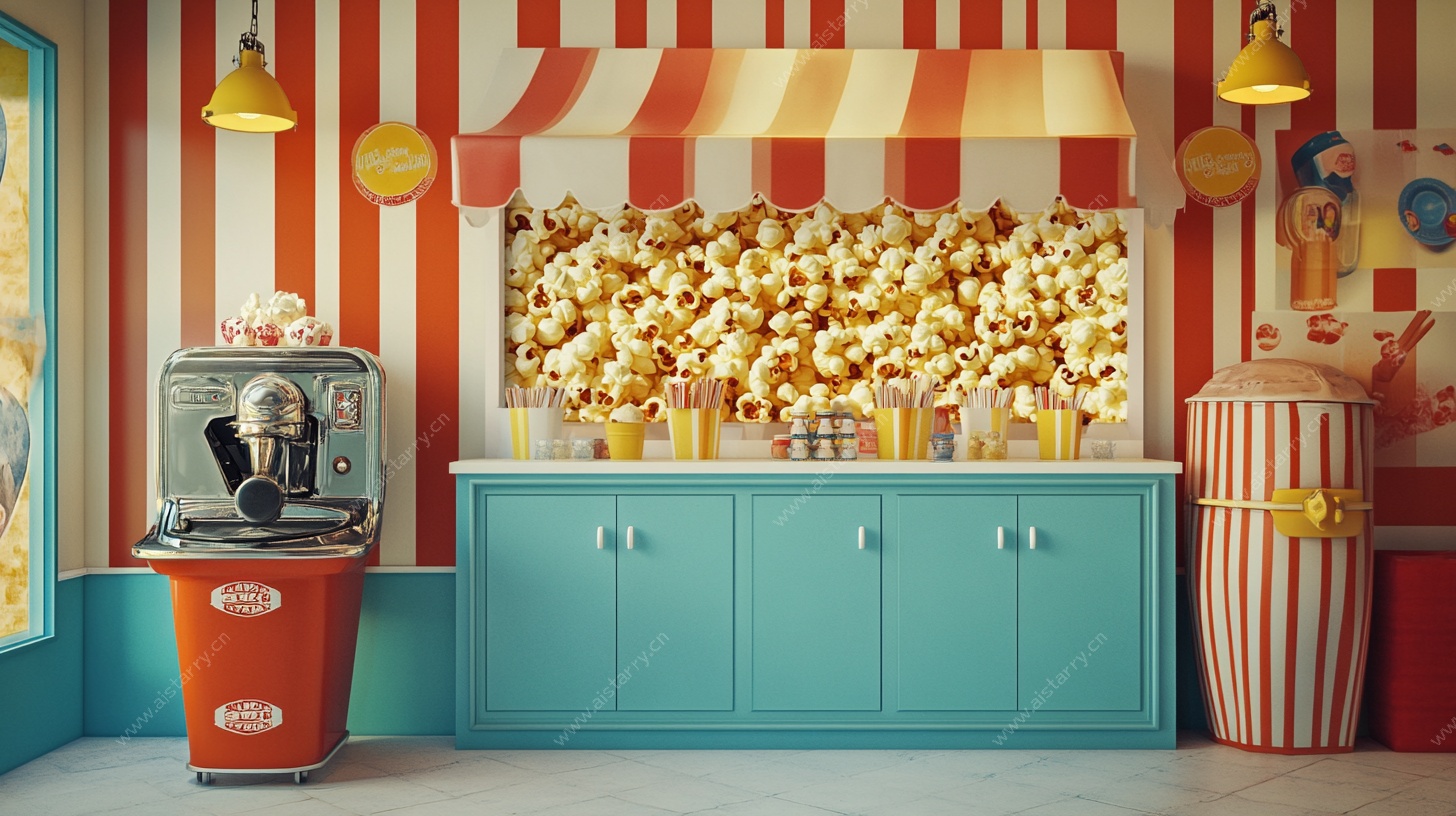 复古风爆米花售卖角落