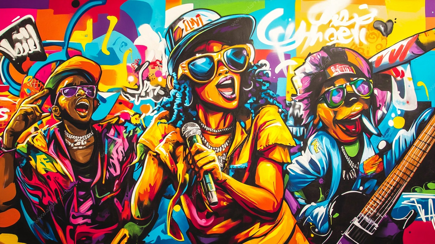 街头嘻哈乐队活力表演