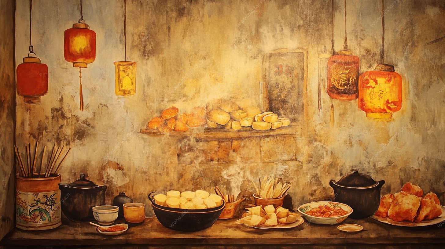 中式传统美食场景画面