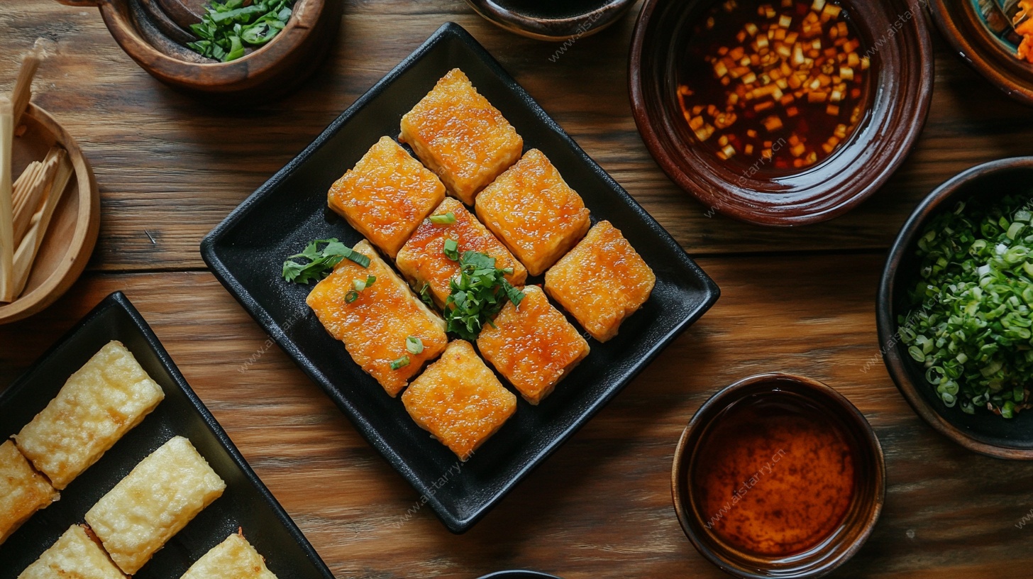 香煎豆腐配多样蘸料