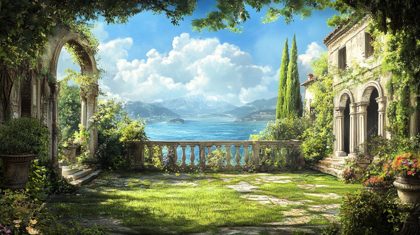 地中海风格庭院美景