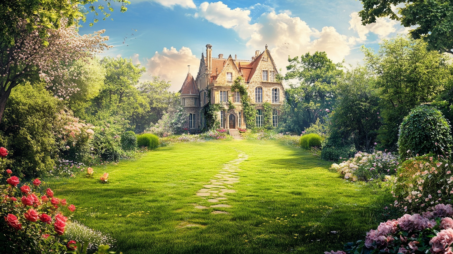 梦幻花园中的古典别墅