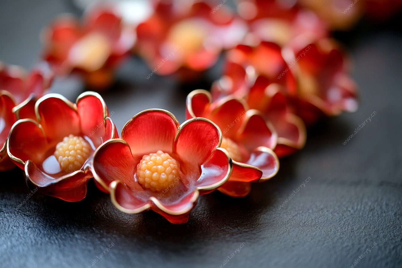 红色花朵状精美首饰