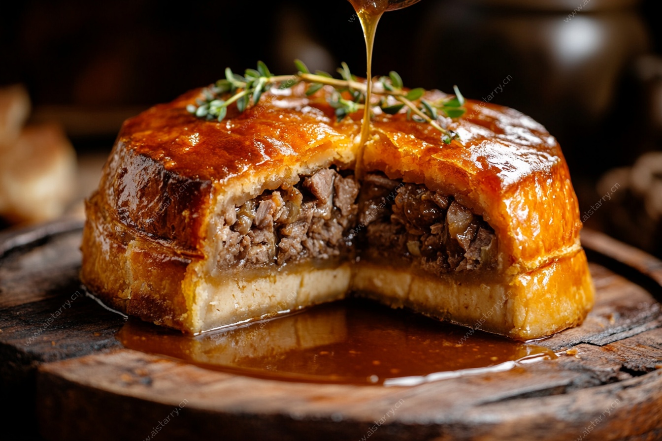 惠灵顿牛排特写美食画面