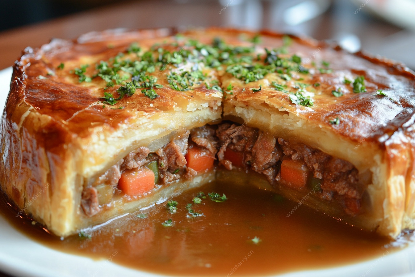 牛肉派切块特写