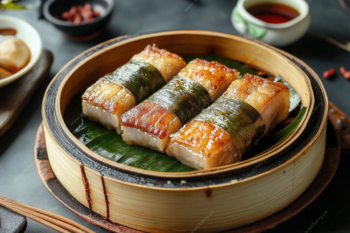竹笼糯米五花肉卷