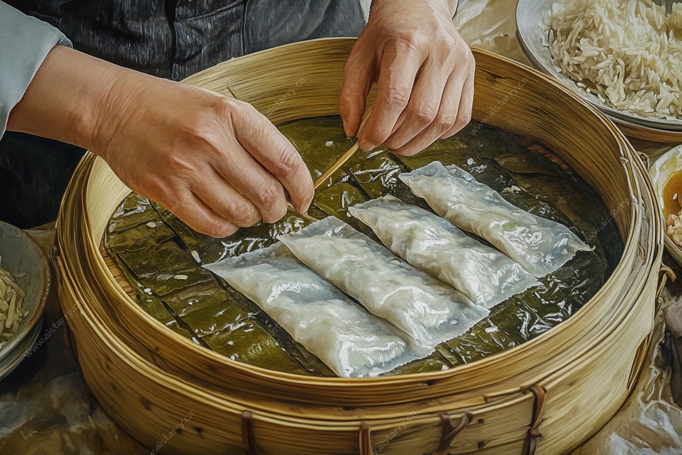 手工制作透明包装蒸饺