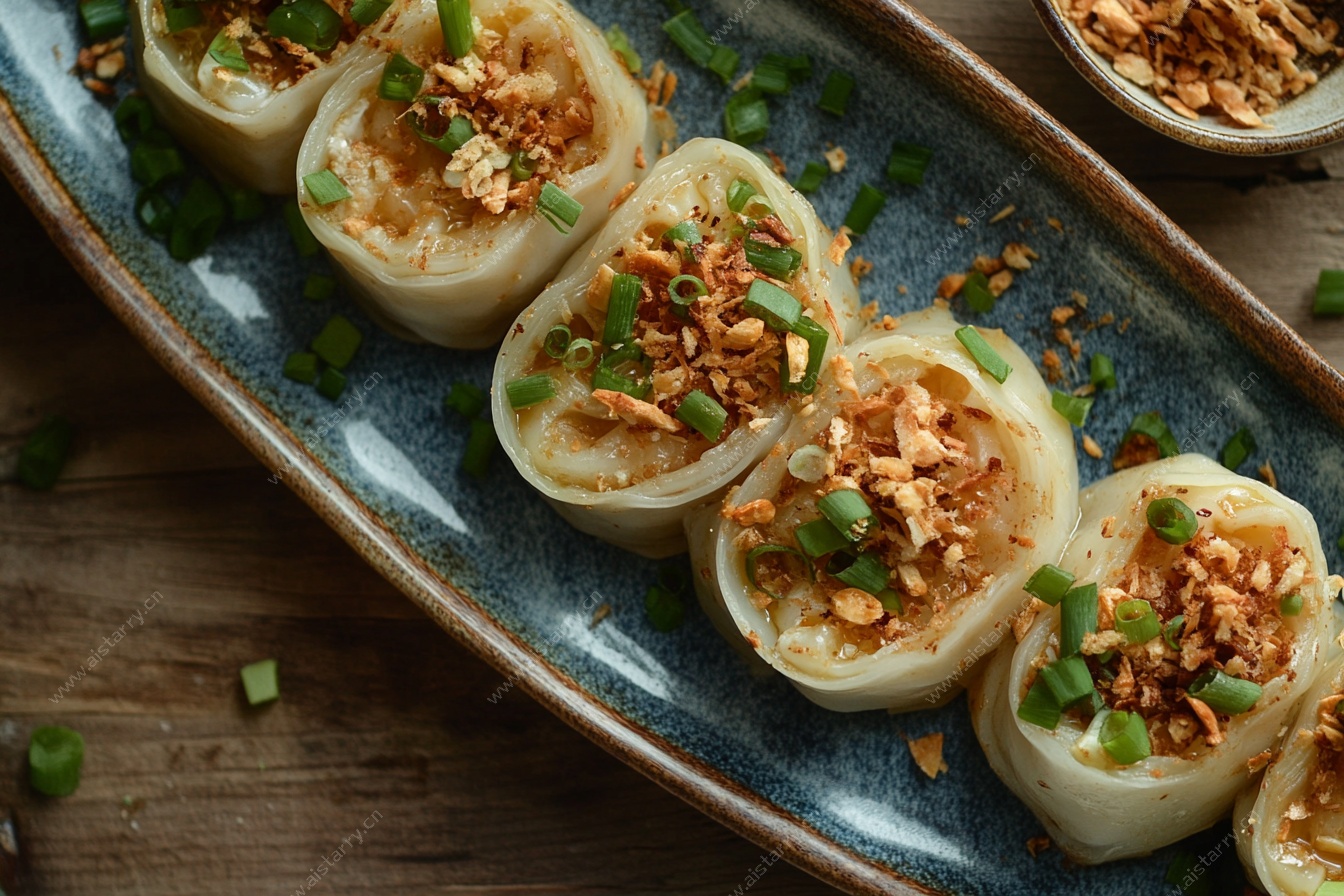 蒜香葱花卷摆盘美食
