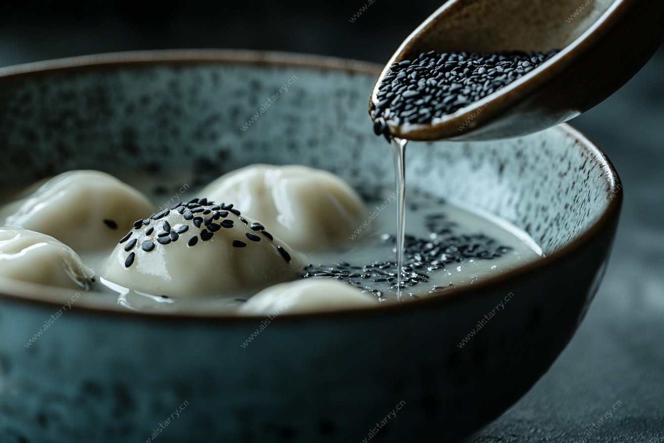 芝麻撒汤圆图