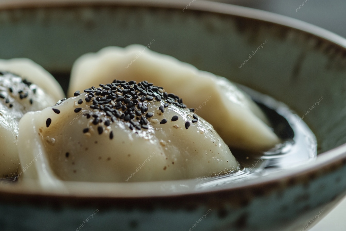 芝麻点缀的美味汤圆