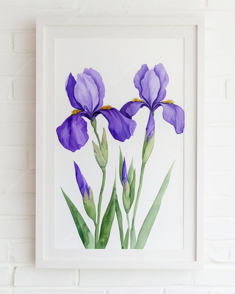 紫色鸢尾花卉装饰画