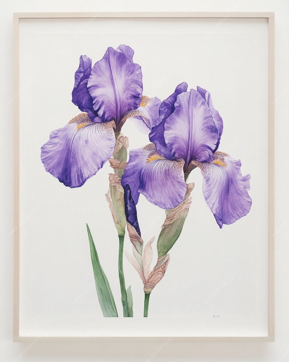 紫色鸢尾花卉装饰画
