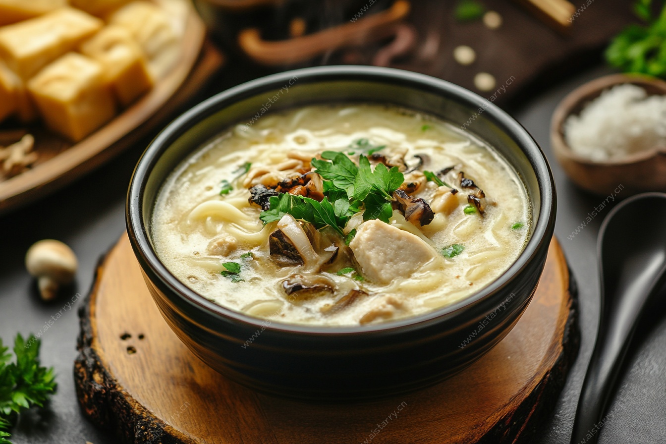 香浓菌菇鸡肉汤面