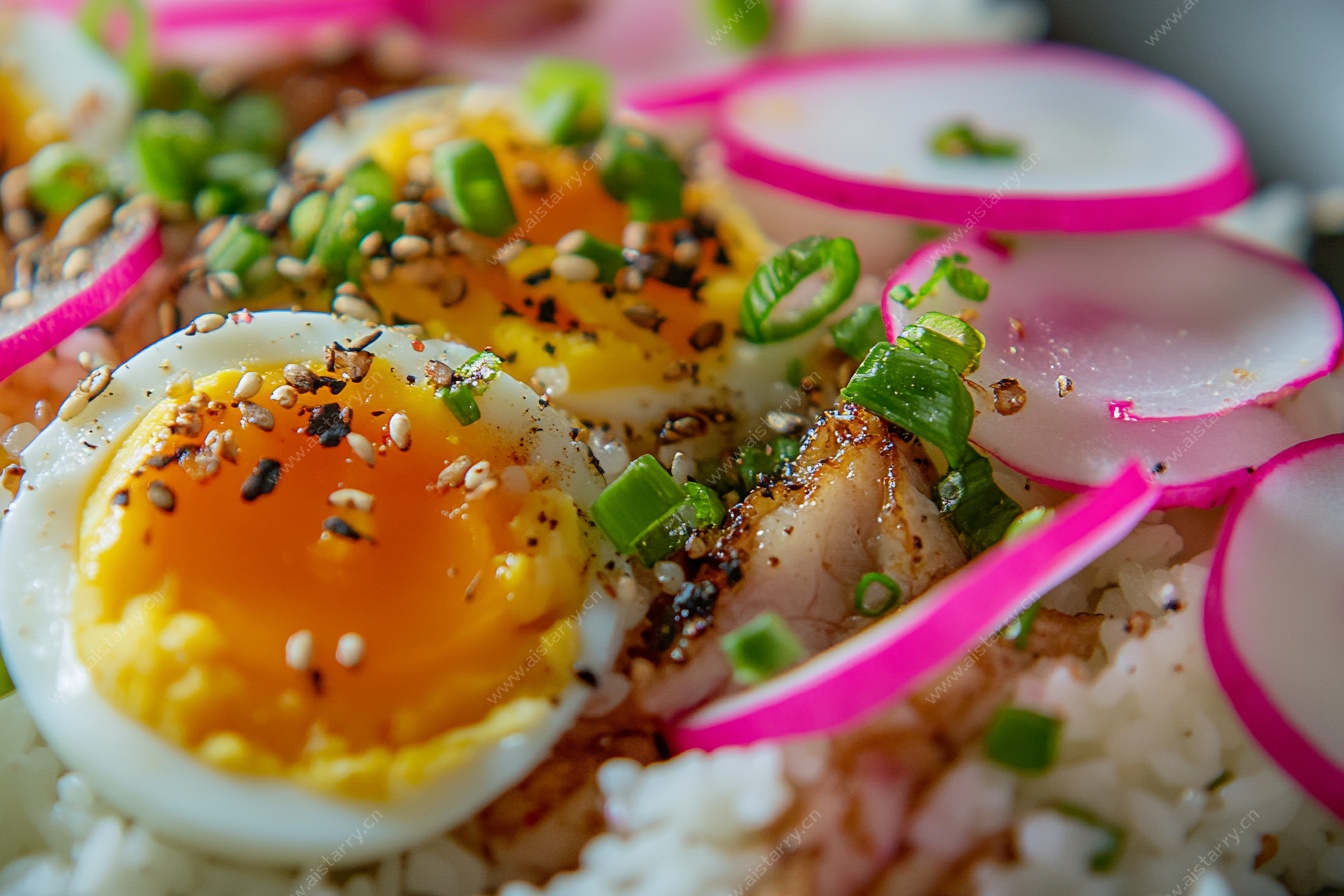 日式溏心蛋盖饭特写