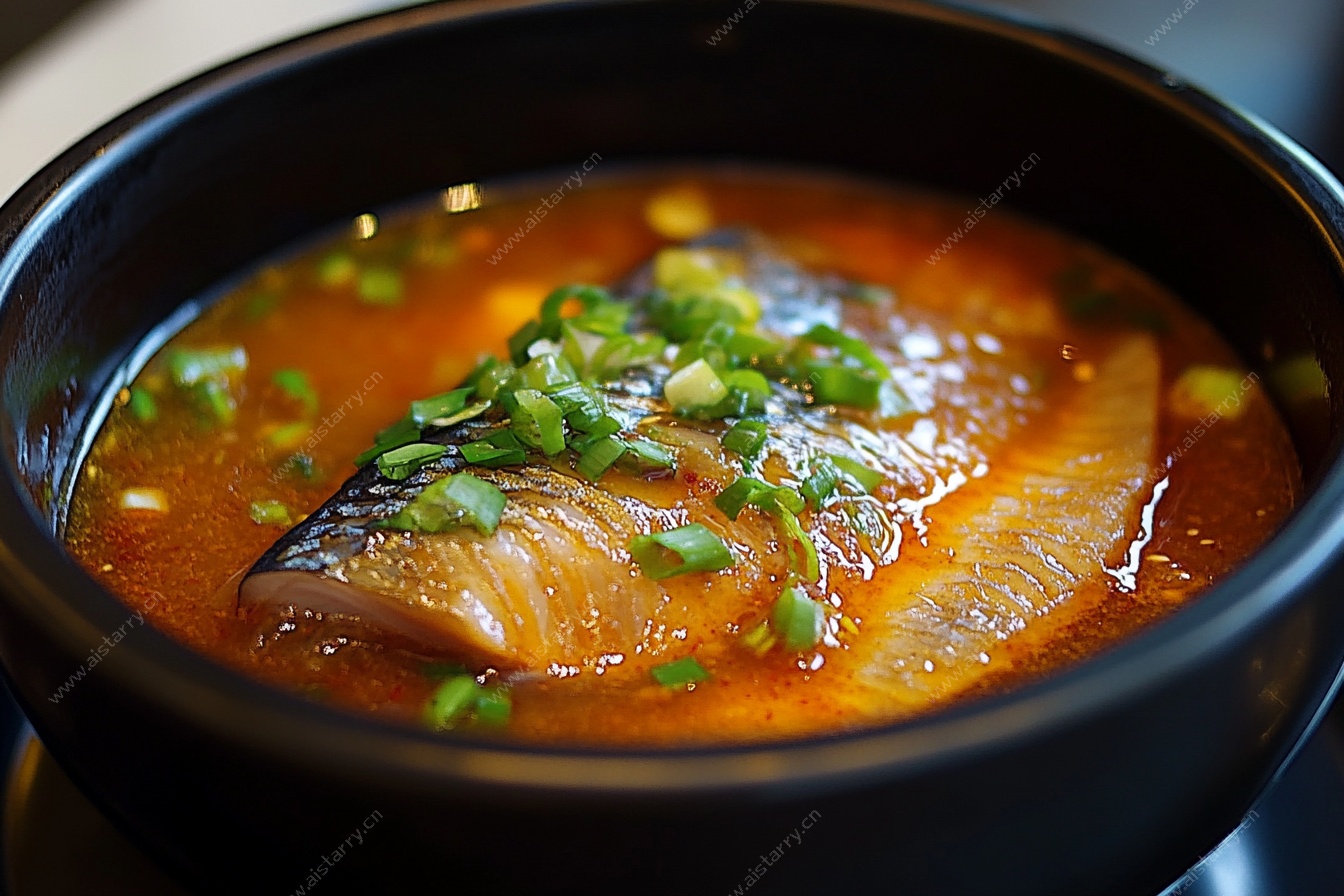 红烧鱼汤里的鲜嫩鱼肉
