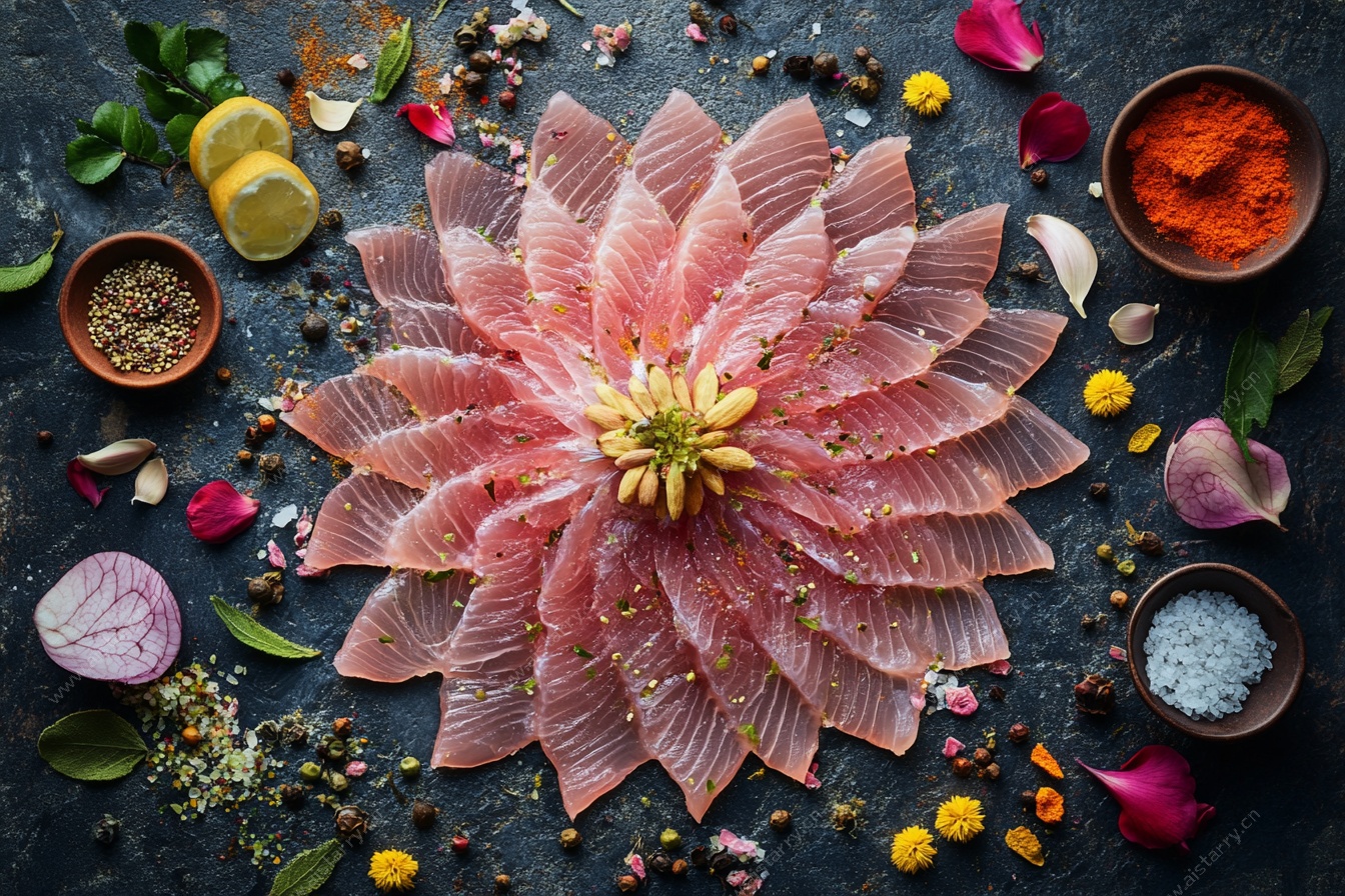 金枪鱼刺身摆盘艺术