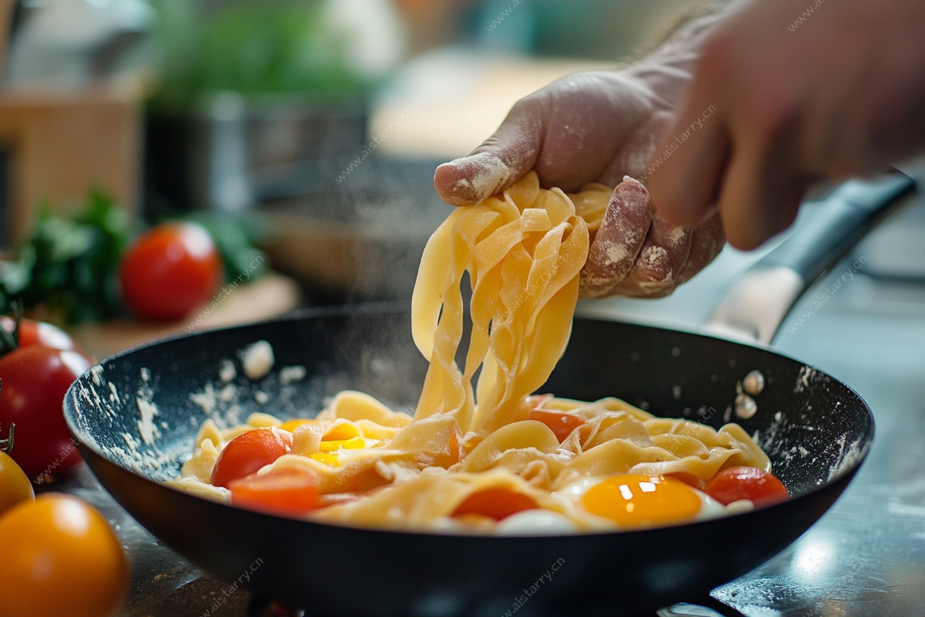 手煮意面配番茄鸡蛋