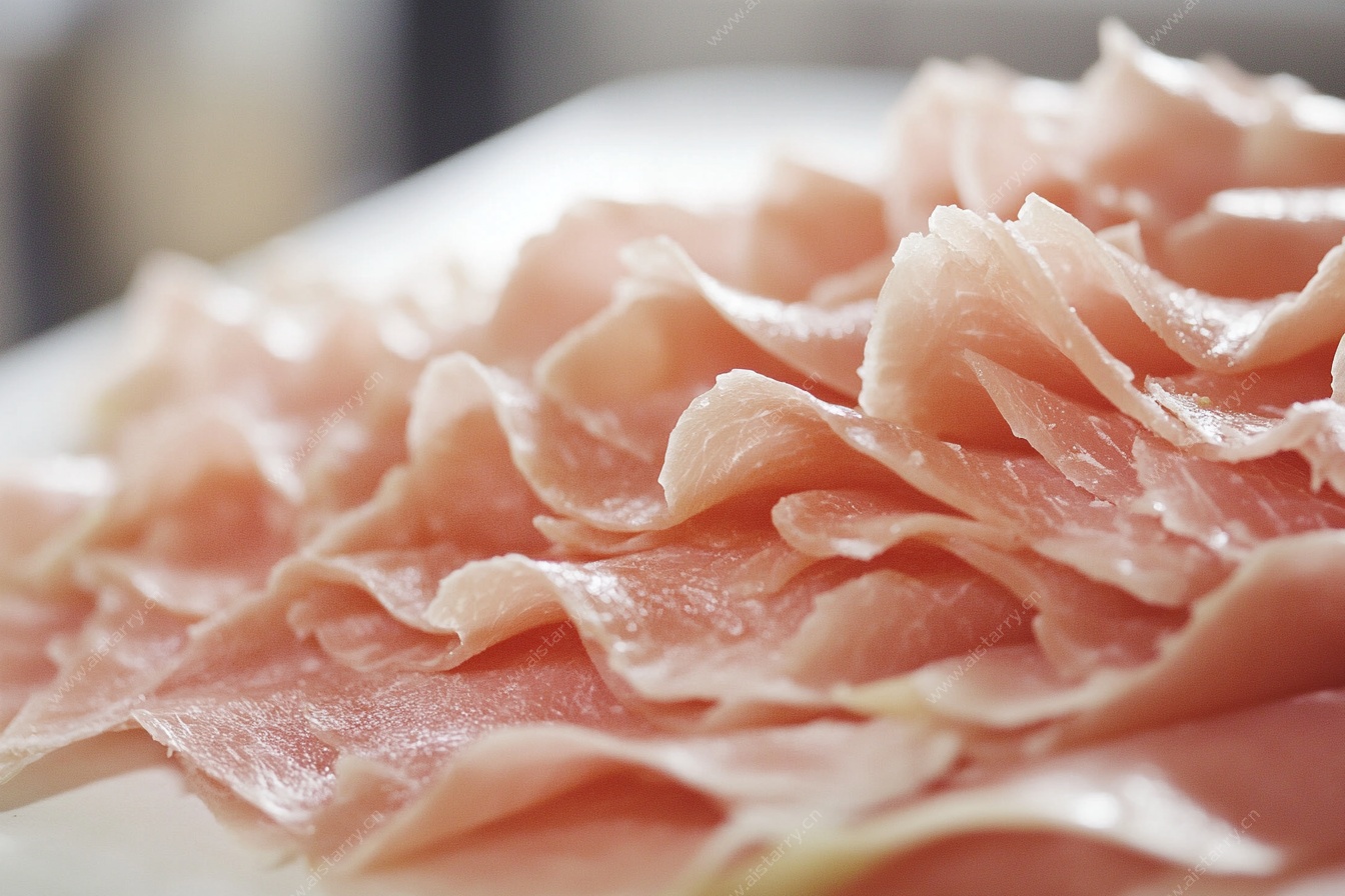 薄片火腿肉特写