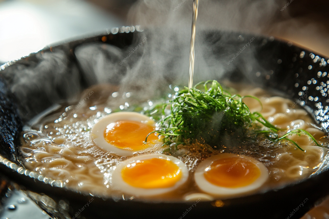 日式溏心蛋拉面特写