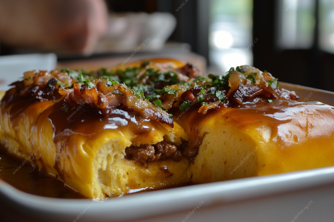 美味肉馅面包特写