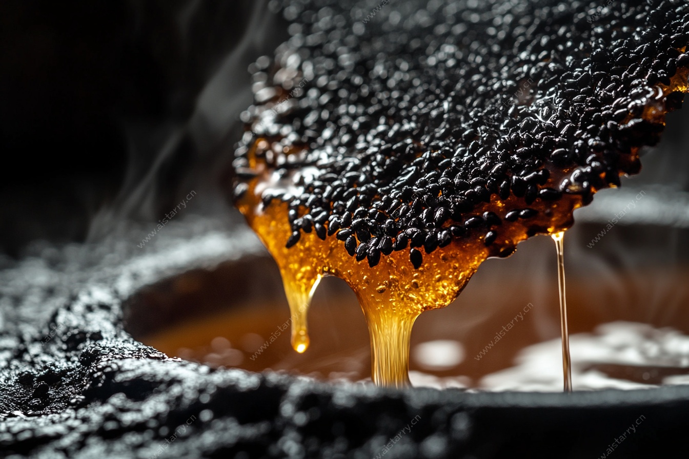 蜂巢蜂蜜流淌的诱人瞬间