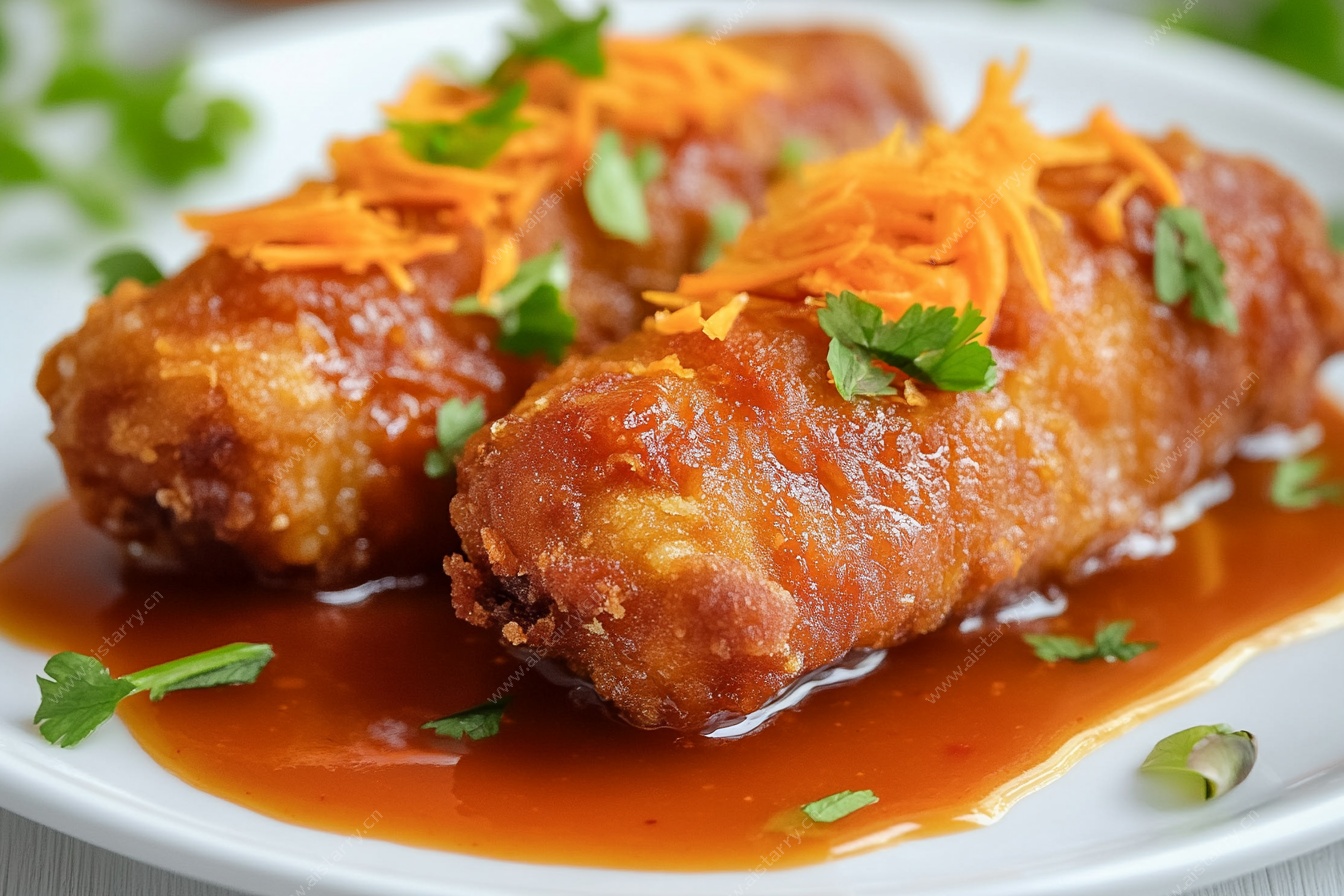 香煎裹酱鸡肉卷