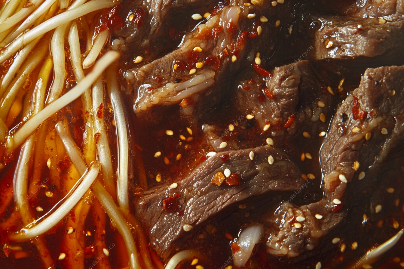 麻辣牛肉拌面特写