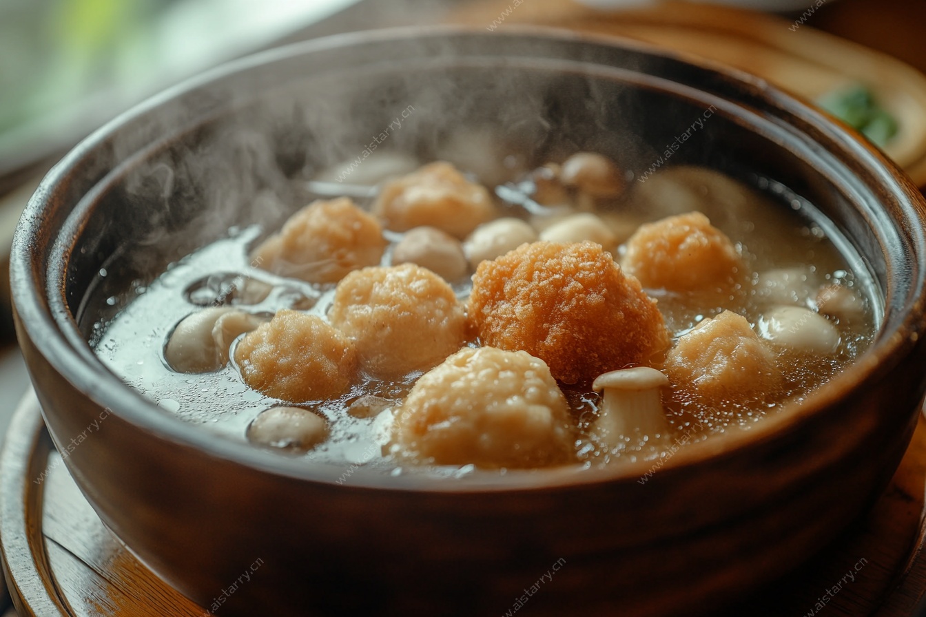砂锅丸子菌菇汤