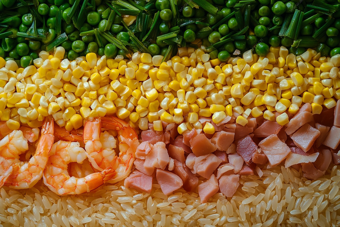 海鲜火腿蔬菜混合食材