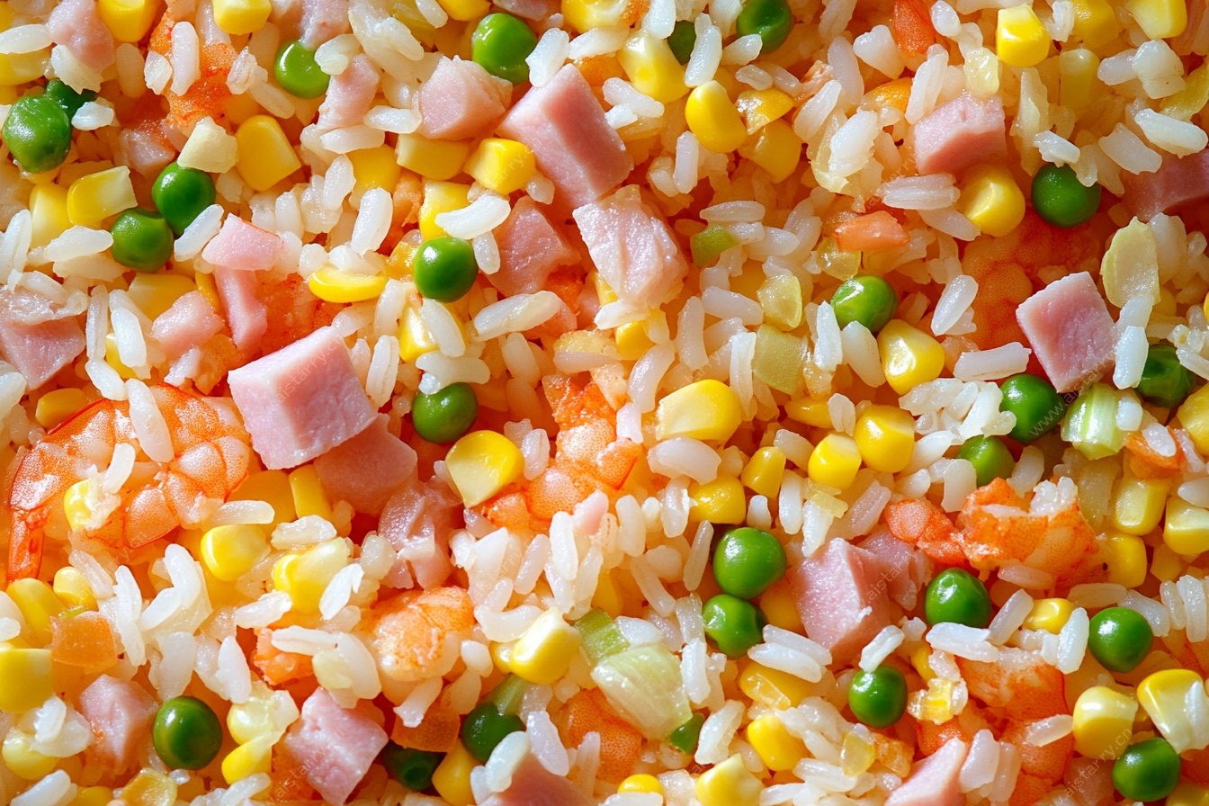 什锦火腿炒饭特写