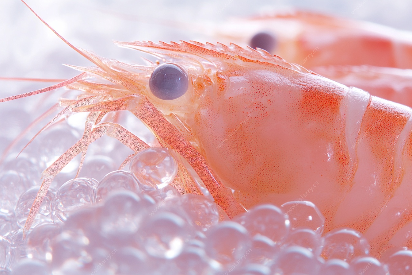 冰上鲜虾特写
