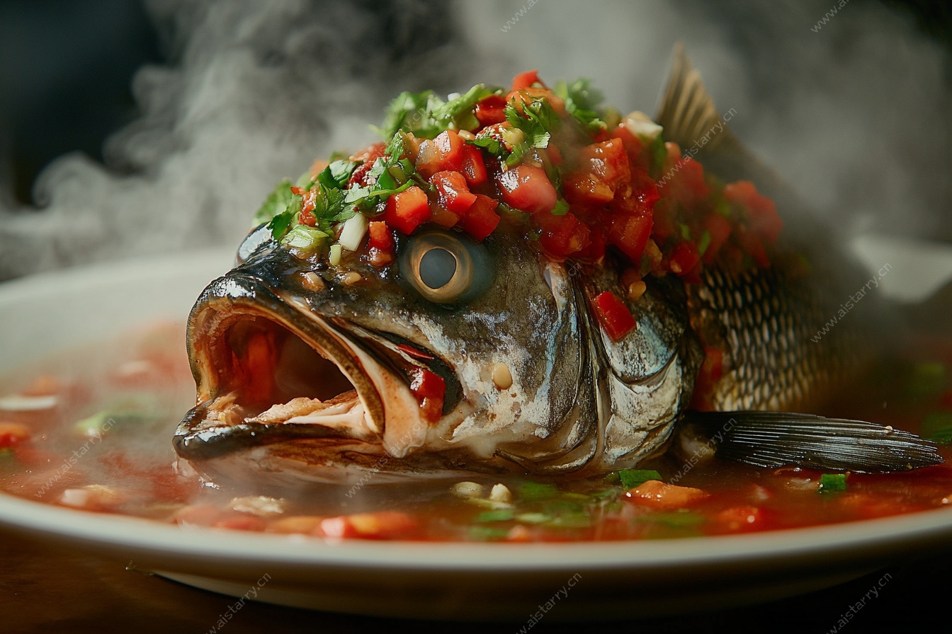 剁椒鱼头热气腾腾