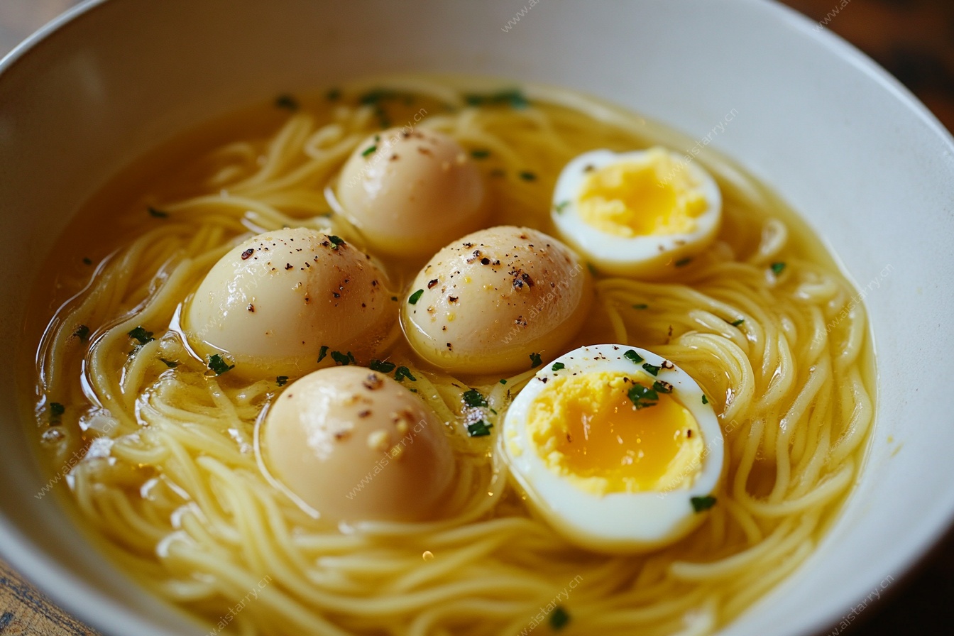 鸡蛋面条汤特写