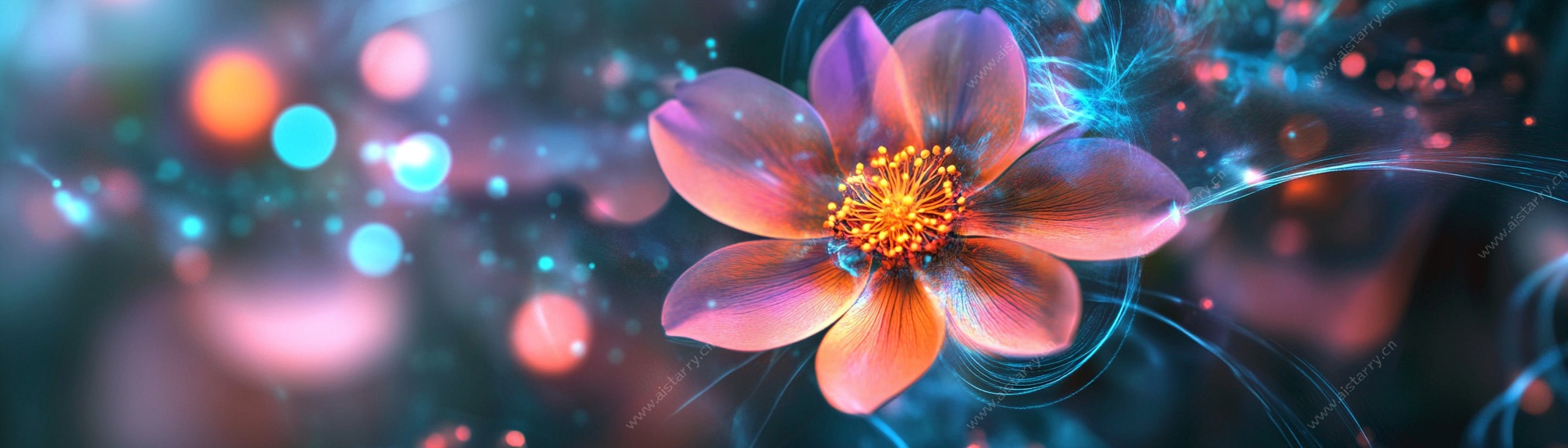 梦幻炫彩花朵抽象艺术图