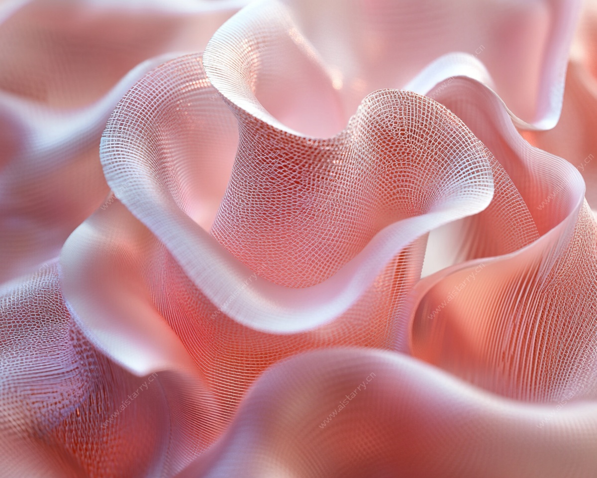 粉色织物褶皱特写