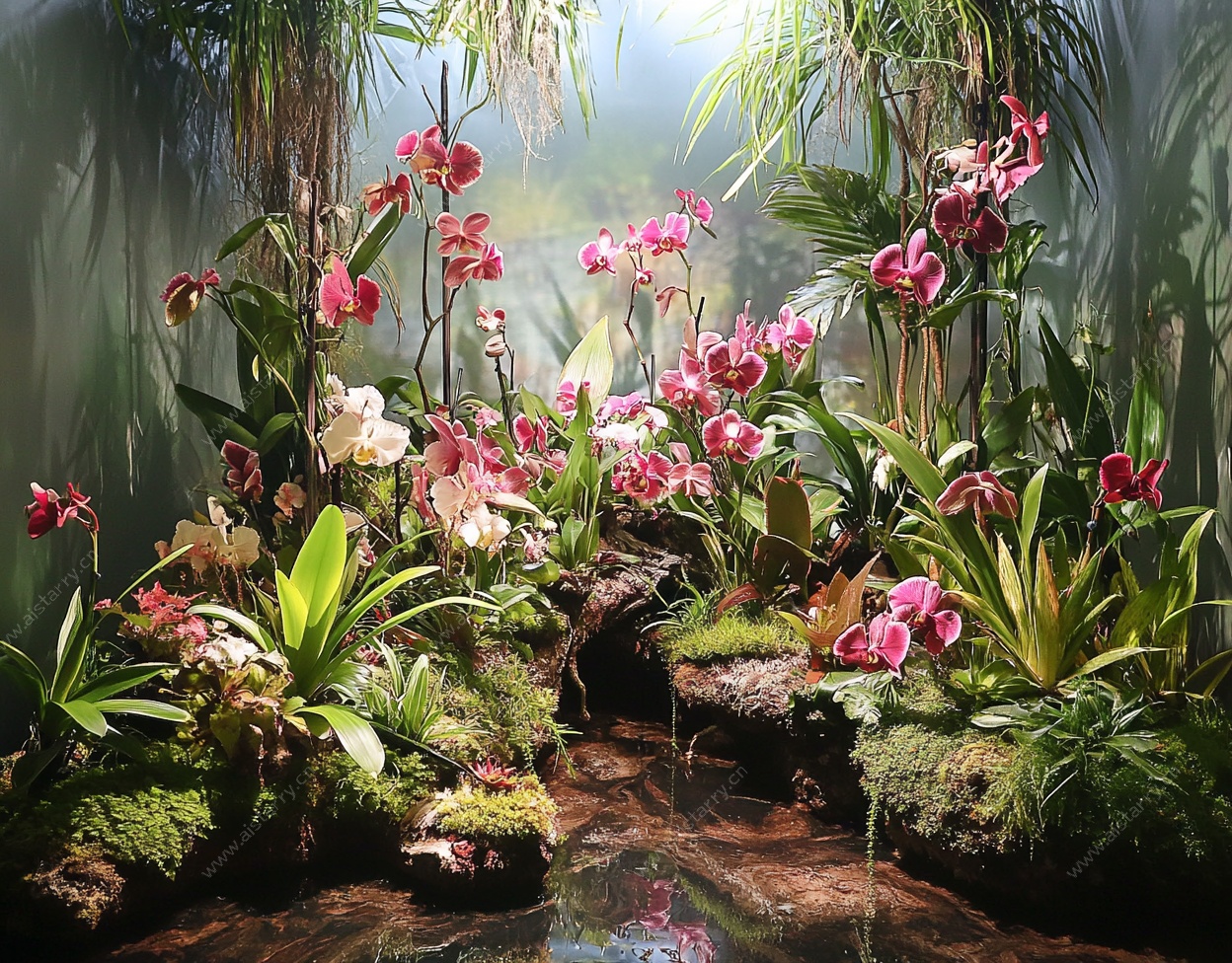 梦幻兰花溪流景观