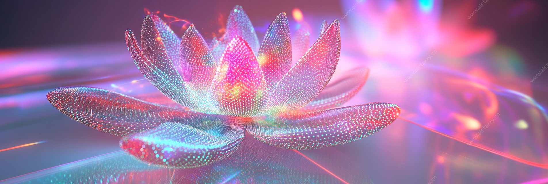 梦幻发光莲花 3D 艺术图