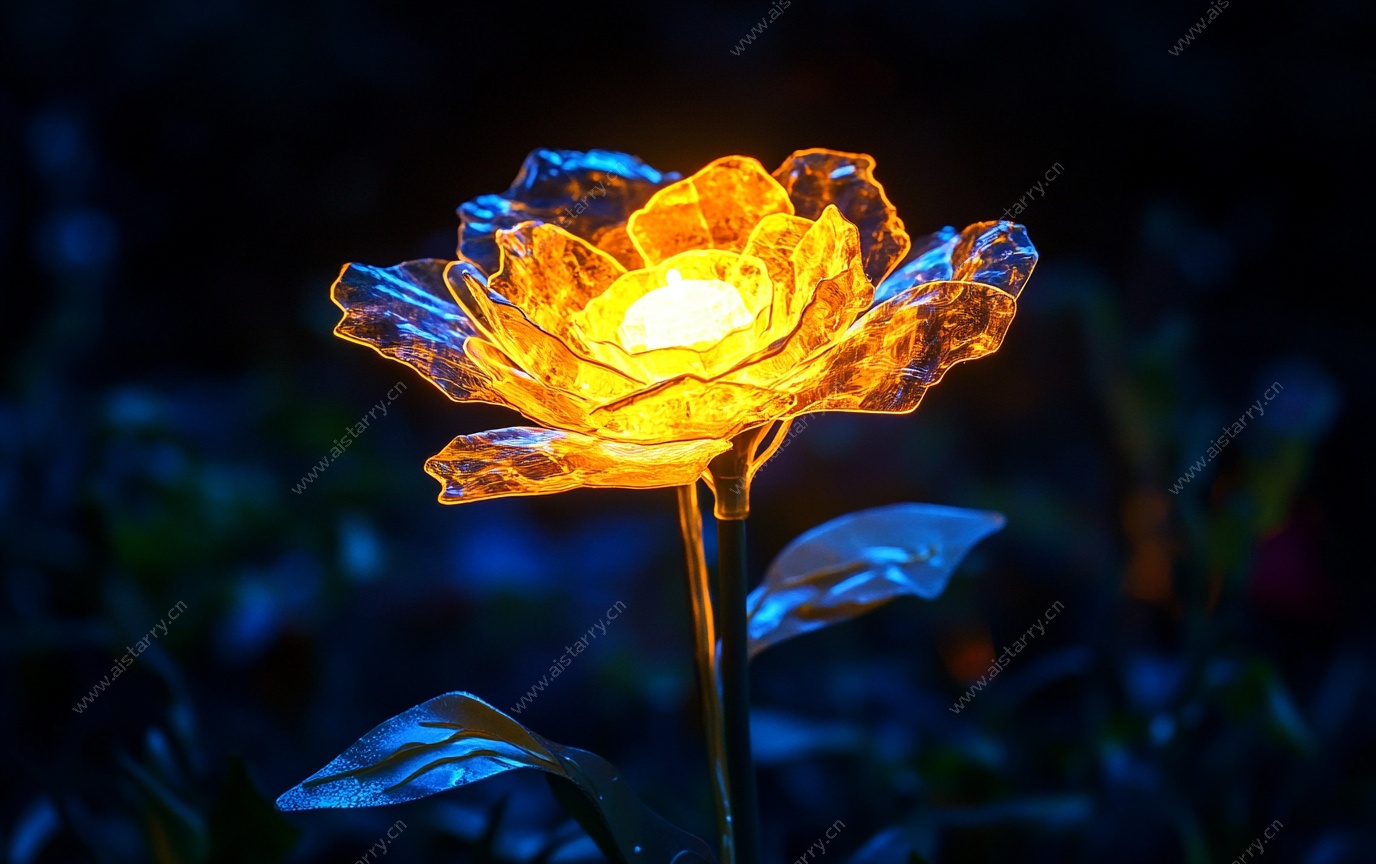 发光玻璃玫瑰花摆件